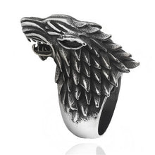 Load image into Gallery viewer, GOT Wolf Head Ring