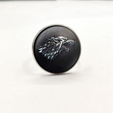 Load image into Gallery viewer, Stark Black Wolf Ring